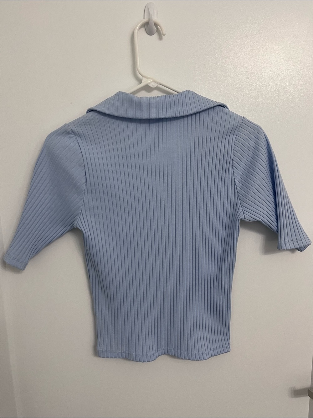 Old Navy Light Blue Ribbed Button-Front Collared Top - Picture 2 of 2